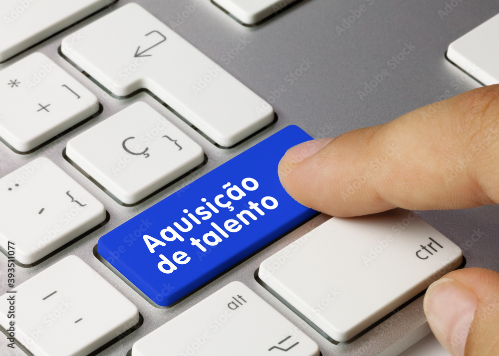 Aquisição de talento - Inscrição na tecla azul do teclado.